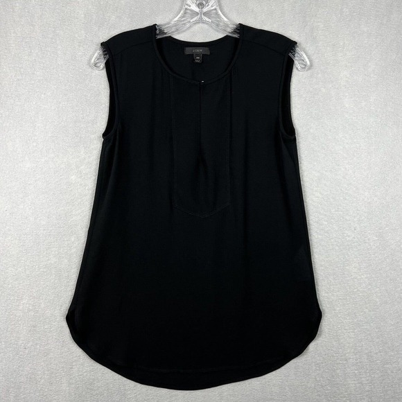 J. Crew Blouse Top Size 00 Black Sleeveless Drapey Keyhole Front Chiffon - Picture 2 of 11